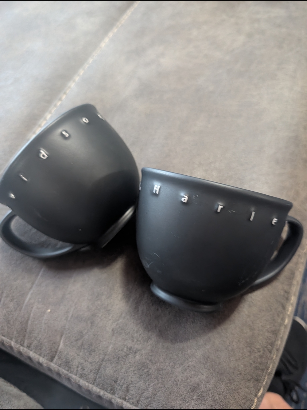 Harley-Davidson Matte Black Ceramic Mugs Set of 2 By Ross.